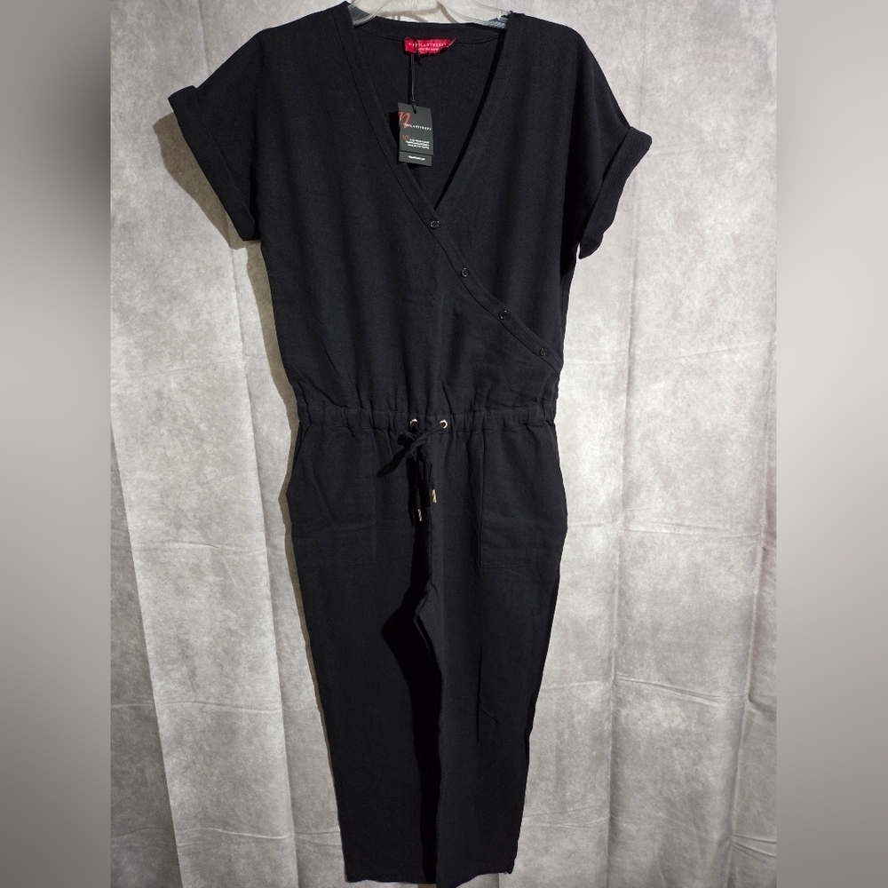 n: PHILANTHROPY‎ Gingham Jumpsuit in Black Cat Size Wms Small Drawstring NWT